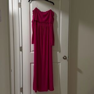 Elegant Pink Off-Shoulder Maxi Dress